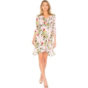 Milly Audrey Floral Wrap Print Mini Dress Rose Sz4